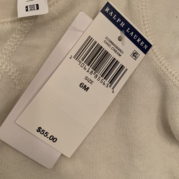 NWT! Ralph Lauren Long Sleeve Cream Shirt with Ruffle. Size 6m. *READ* - Picture 4 of 4